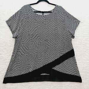 Blouse Roz & Ali Black Beige Fairy Goth Whimsycore Minimalist Classic Size 3X